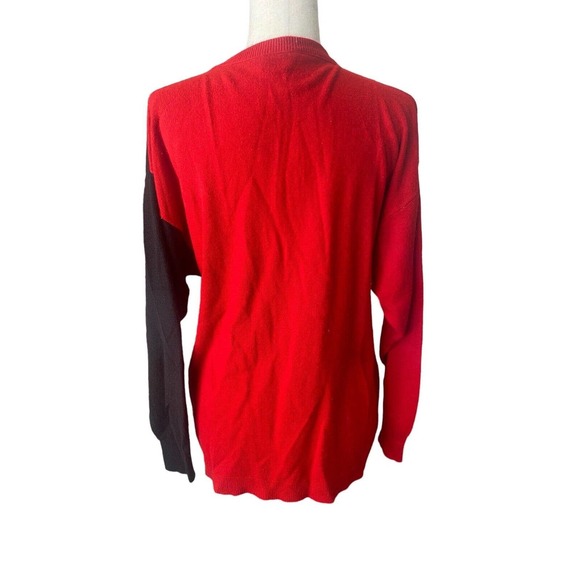 New Wave Retro Black Red‎ Sweater Vintage 80s Large Womens Long Sleeve Diagonal - Picture 4 of 4
